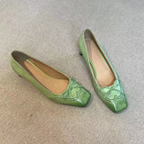 ADVBRIDGE  -  Fashion Designer Dress Shoes Female  Square Toe Pumps Bowknot Shallow Low Heel Office Women Shoes Retro Elegant High Heels Women