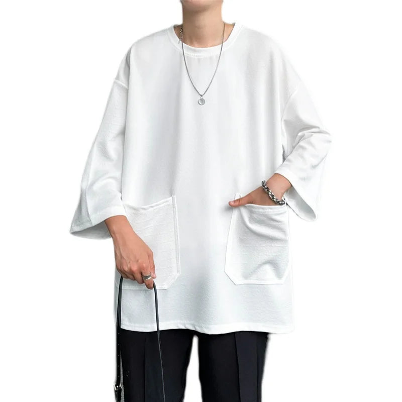 ADVBRIDGE  -  Male Good Quality T-Shirts Men Summer Sale Cotton Male T Shirt Short Sleeves Solid Tee Shirt Boys Basic Plain Tops 2025 Q73