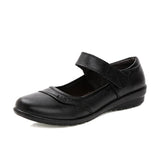 ADVBRIDGE  -  Spring Autumn Women Flats Black Soft Genuine Leather Shoes Brand Elegant Ladies Mary Jane Mother Shoes Plus Size 41 D538