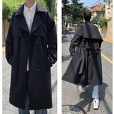 Advbridge Korean style Spring Trench Coat Male Streetwear Windbreaker Trenchcoat Men Solid Business Casual Loose Long Overcoat