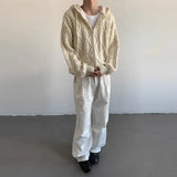 Advbridge Autumn Clothing Men's Light Luxury Jacquard Knitted Hooded Cardigan Sweater Korean Popular Zipper Long Sleeve Hoodie Knitwear