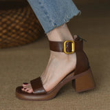 ADVBRIDGE  -  Women's Sports Shoes Beige Hardened Sole Open Toed Sandals Rear Zipper Peep Toe Retro High Heels