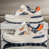 ADVBRIDGE  -  Harajuku Style Blue High Top Sneakers Men EspadrillesBreathable Vulcanized Sneaker New Designer Print Canvas Shoes for Men