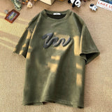 Advbridge American Foaming Printing Men's T-shirt Harajuku Streetwear Suede Casual Tshirts Oversized Man Tees Round Neck Male Tops