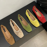 ADVBRIDGE  -  Autumn Women Flats Shoes Fashion Square Toe Ladies Ballerina Shoe Soft Flat Heel Outdoor Casual Mary Jane Candy Color Shoes
