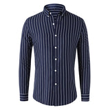 ADVBRIDGE  -  Trendy Men's Slim Fit Striped Long Sleeve Shirt - Breathable Cotton Casual  Office Wear, Fall-Winter Fashion Essentials
