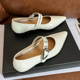 ADVBRIDGE  -  Pointed French Retro Low Heel Flat Heel Mary Jane Shoes for Women 2025 Spring New Style One Straw Style Single Shoes for Women