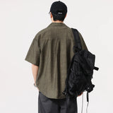 ADVBRIDGE  -  Summer Lightweight Thin Cool Shirts Men Retro Loose Casual Short Sleeve Cargo Shirt Cityboy Streetwear Plus Size Shirts Blouses
