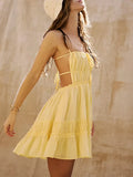 ADVBRIDGE  -  Women s Sleeveless A Line Mini Dress Backless Summer Smocked Spaghetti Strap Bohemian Bodycon Corset Party Dress