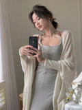 Advbridge Knitted Neck-mounted Long Dresses for Women Autumn New Elegant Fashions Slim Sleeveless Dress Evening Party Female Clothing