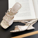 ADVBRIDGE  -  Sweet Wedges Bow Women Sandals Fashion Square Toe Narrow Band Slide Sandals Summer Casual Comfortable Open Toe Women Slippers
