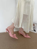 ADVBRIDGE  -  Pink High Heels Sexy Pointed Toe Slingback Shoes Design Flower Low Heel Office  Shoes White Pumps Chaussures Femme
