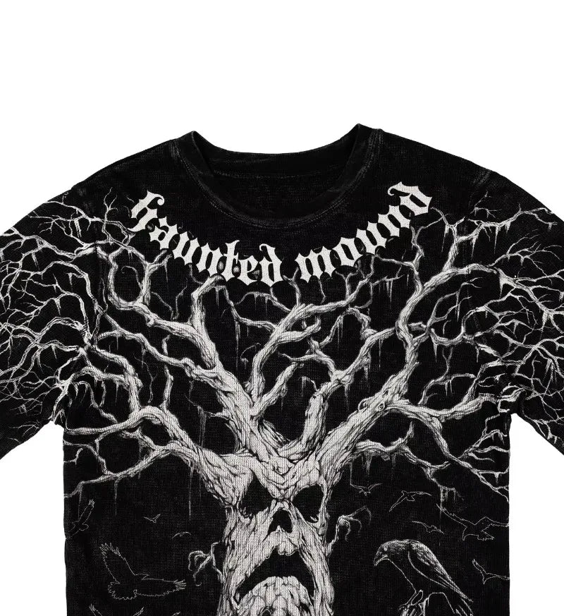 Advbridge Y2K Fashion New Street Round Neck Long Sleeve T-shirt Harajuku Goth Super Graphic Printing Vintage Joker Couple Short Sleeve Top