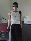ADVBRIDGE  -  Men's Handsome Cotton Vest New 2025 Summer Loose Round Neck Korean Pullover Trendy Solid Color Stylish Simple Male Top