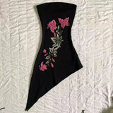 ADVBRIDGE  -  Summer Streetwear Printing Strapless Dress Harajuku Sexy Irregular Fairy Dresses Women Y2k Aesthetic Slim Waist Tunic Vestidos