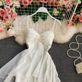 ADVBRIDGE  -  Women's Spaghetti Strap Dress Female Irregular White Chiffon Party Slip Dresses Summer Fashion Sleeveless Dresses