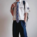Advbridge Anime Student Dk Uniform Men's Short-sleeved Embroidered White Shirt + Tie Japanese High School Uniforms Casual Jk Couple Top