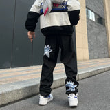 Advbridge Y2K retro street print alphabet star jeans men and women hip-hop high street spring and autumn loose straight drag casual pants