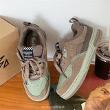 Advbridge Brown Woman Sports board shoes Spring Lace Up Flat Shoes Sports Female Casual Sneakers Tennis Shoes Couple