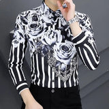 Advbridge Men‘s Wintern outfits Korean Autumn 2024 Men's New Patchwork Square Collar Button Printing Geometric Business Minimalist Casual Long Sleeved Shirts Advbridge Men‘s Wintern outfits
