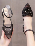 Advbridge Pure Desire Mesh Breathable Single Shoes Women Summer Head Retro Fine Heel Line Sandals Female Fairy Style Pointy Heels Shoes