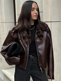 Advbridge High Street Loose Female PU Coat Casual Zipper Slim High Waist Long Sleeve Patchwork Fashion Clothes Women Autumn Outwear