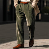 Advbridge Autumn Winter Men Velvet Suit Pants Leisure Oblique Insertion Pocket Straight Trousers Comfortable Business Vacation Casual Pant