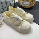 ADVBRIDGE  -  Women Pink Canvas Shoes Hook Female Students Solid Black Sneaker Thick Sole Low Top Beige Casual Shoes Tennis Sport Shoes