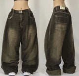 Advbridge Street Jeans Women Y2K American New Harajuku Hip-Hop Retro Loose Fashion Overalls Gothic High Waist Wide-Leg Pants Unisex