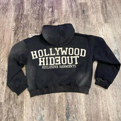 Advbridge Ins Distressed Retro Sports Hoodie for Women High Street Letter Embroidered Sweatshirt High Quality Oversize Couple Streetwear