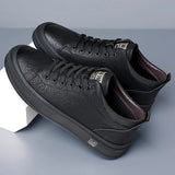 Advbridge Fashion Trend Men Sneakers Casual Leather Male Shoes Lightweight Skateboard Footwear Lace-Up Walking Flats Men Vulcanize Shoes