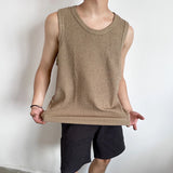 Advbridge Summer Men's Leisure Knit Tank Tops Casual Sleeveless Streetwear Sexy Solid Color Breathable Fashion Retro Loose Inner Clothes