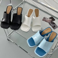 ADVBRIDGE  -  Summer Luxury Design Slipper Women Fashion Platform Square Toe High Heel Ladies High Quality Slides Outdoor Dress Party Sandals