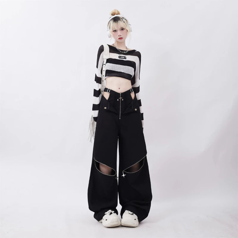 Advbridge Y2K Streetwear Cargo Pants Women Casual Loose Casual Oversize Female Wide Leg Trousers Retro Hip Hop Street Fashion Slacks
