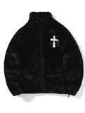 Advbridge Fashion Street Embroidery Plush Fleece Jacket Men's Long Sleeve Stand Collar Lamb Wool Coat 2024 Winter Thick Warm Male Overcoat