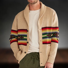 Advbridge Men‘s Wintern outfits Men's Casual Cardigan Sweater Autumn and Winter Striped Jacquard Sweater with Thick Collar and Cardigan Woolen Jacket Advbridge Men‘s Wintern outfits