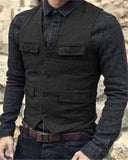 Advbridge Suit Vest Brown Burgundy Herringbone Wool Tweed Vintage Steampunk Waistcoat Formal Business Vests For Men Wedding