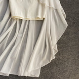 ADVBRIDGE  -  Women's Spaghetti Strap Dress Female Irregular White Chiffon Party Slip Dresses Summer Fashion Sleeveless Dresses