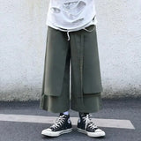 Advbridge Fake Two-Piece Pants Men Male New Loose Wide-Leg Trousers Casual Straight Streetwear Spring Autumn Hip-Hop Pantalons Capris