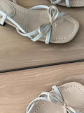 ADVBRIDGE  -  French Bow Design Low Heels Shoes Women Summer Skirt Open Toe New Sandals Female Fashion Fine Line Temperament Chunky Sandals