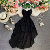 ADVBRIDGE  -  Women's Spaghetti Strap Dress Female Irregular White Chiffon Party Slip Dresses Summer Fashion Sleeveless Dresses