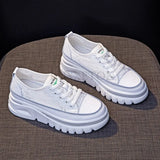 Advbridge Leather Thick Sole Mesh Sponge Cake Sole Shoes Breathable Comfortable Casual and Versatile Women Sports Shoes