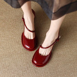 Advbridge French High Heel Women Shoe 2024 Spring New Retro Red Platform Leather Shoe Elegant Woman Heeled Shoe Party Wedding Shoe Casual