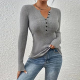 Advbridge Solid Knitted Blouse Women Sexy V-neck Single Breasted Full Sleeve Female Pullovers 2025 Spring Autumn New Lady Fashion Outwears