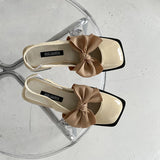 Advbridge Closed Toe Sandals Female Shoe All-Match 2024 Women's Med Clear Heels Girls Bow New Medium Comfort Beige Block Square Summer Ret