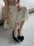 ADVBRIDGE  -  Red Ladies Pumps Low Heel Shoes Summer Pointed Toe Slingback Heels Black Silk Bow Office Shoes Escarpins Femmes Talons 2025