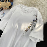 ADVBRIDGE  -  Printed Cotton Trendy Summer Autumn Travel Mountain and River Cat Line Short Sleeve T-shirt Men Trendy Brand Clothing Q105