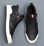 Advbridge New Men Leather Casual Shoes Spring Autumn Fashion Double Zipper Trend High Tops Flat Shoes Cool Loafers Man Winter Boots