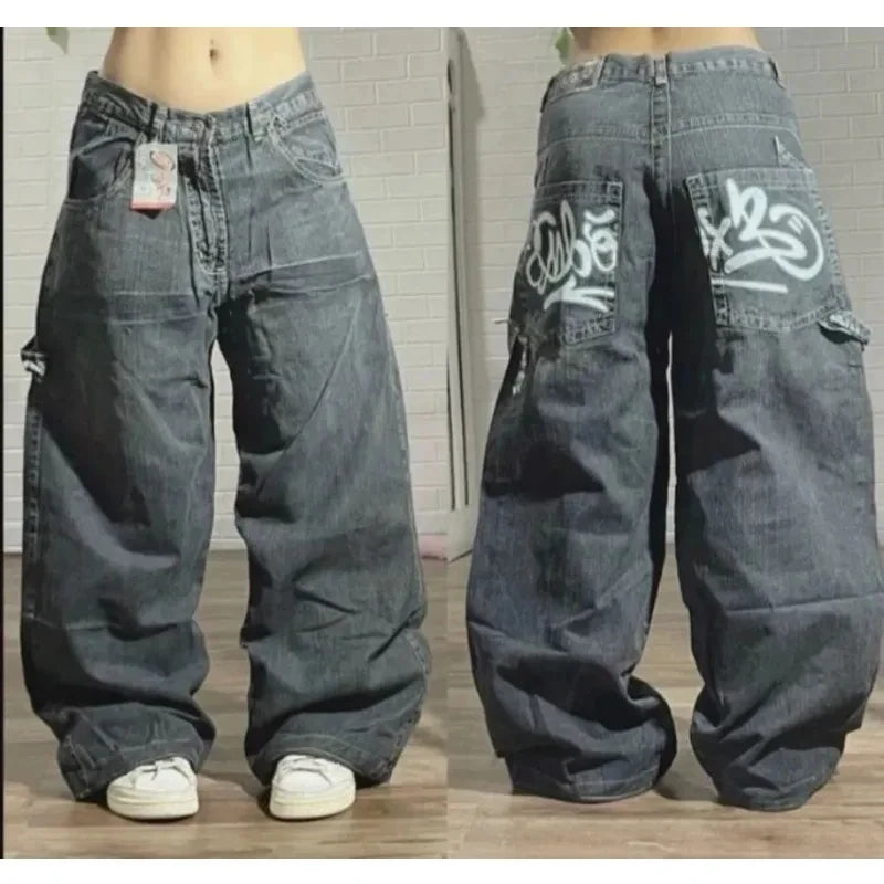 Advbridge Streetwear New Fashion Old Washing Heavy Industry Big Pocket Black Baggy Jeans Men Y2K Rock Hiphop Dark Casual Wide-leg Trousers