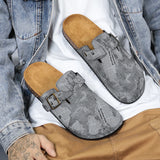 ADVBRIDGE  -  Fashion Men‘s Suede Mules Slippers Summer Women Clogs Cork Insole Sandals with Arch Support Outdoor Beach Slides Home Shoes